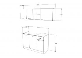 Set Bucatarie Kara, Antracit/Alb, L 180 cm
