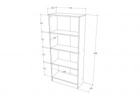 Biblioteca Flint, 3 Polite, Alba, 70 x 32 x 159 cm