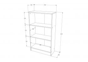 Biblioteca Flint, 2 Polite, Alba, 70 x 32 x 122 cm