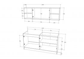 Set Bucatarie Sena, Stejar Bronz/Alb, L 160 cm