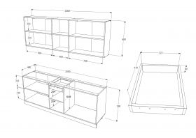 Set Bucatarie Nisa, Stejar Wotan/Alb, L 200 cm