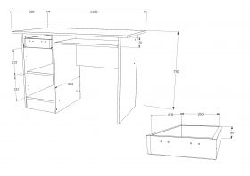 Birou Togo, 1 Sertar, O Usa, Stejar Sonoma, 110 x 60 x 75 cm