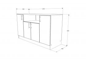 Comoda Pedro, 4 Usi, Stejar Bronz/Lemn Natural, 135 x 50 x 80 cm