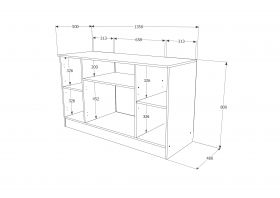 Comoda Pedro, 4 Usi, Stejar Bronz/Lemn Natural, 135 x 50 x 80 cm