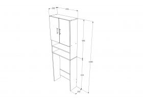 Dulap Masina de Spalat Fyn, Stejar Sonoma/Alb, 65 x 27 x 190 cm