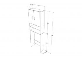 Dulap Masina de Spalat Fyn, Beton/Alb, 65 x 27 x 190 cm