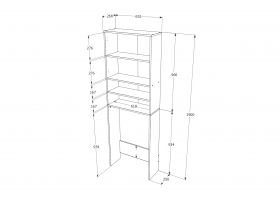 Dulap Masina de Spalat Fyn, Beton/Alb, 65 x 27 x 190 cm