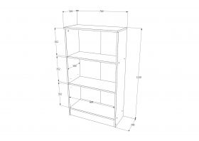 Biblioteca Flint, 2 Usi, Wenge, 70 x 32 x 122 cm