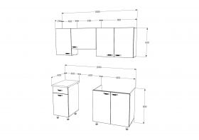 Bucatarie Sofia, Lemn Natural/Alb, L 180 cm