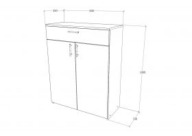 Comoda Tisa, 1 Sertar, 2 Usi, Ulm Deschis, 80 x 35 x 100 cm