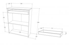 Comoda Tisa, 1 Sertar, 2 Usi, Ulm Deschis, 80 x 35 x 100 cm