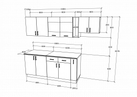 Set Bucatarie Karo V16, Antracit/Alb, Blat Thermo 28 mm, L 240 cm