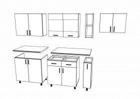 Set Bucatarie Karo V16, Antracit/Alb, Blat Thermo 28 mm, L 240 cm