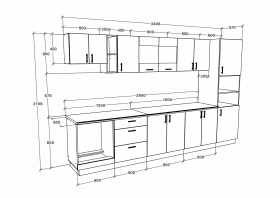 Set Bucatarie Karo V31, Antracit/Alb, Blat Thermo 28 mm, L 340 cm