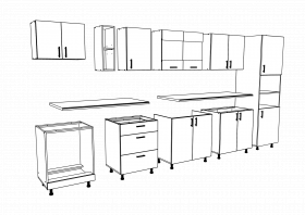 Set Bucatarie Karo V31, Antracit/Alb, Blat Thermo 28 mm, L 340 cm