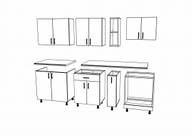 Set Bucatarie Karo V14, Stejar Sonoma Inchis/Alb, Blat Thermo 28 mm, L 220 cm