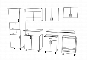 Set Bucatarie Karo V20, Lemn Natural/Alb, Blat Thermo 28 mm, L 260 cm