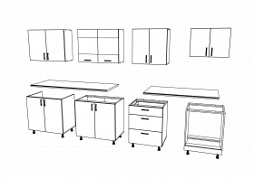 Set Bucatarie Karo V22, Stejar Sonoma Inchis/Alb, Blat Thermo 28 mm, L 280 cm