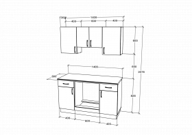Set Bucatarie Karo V5, Stejar Sonoma Inchis/Alb, Blat Thermo 28 mm, L 140 cm