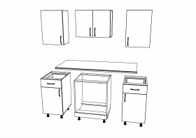 Set Bucatarie Karo V5, Lemn Natural/Alb, Blat Thermo 28 mm, L 140 cm