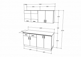 Set Bucatarie Karo V8, Antracit/Alb, Blat Thermo 28 mm, L 160 cm