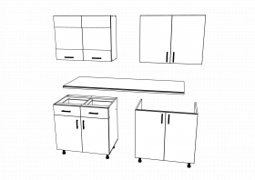 Set Bucatarie Karo V8, Antracit/Alb, Blat Thermo 28 mm, L 160 cm