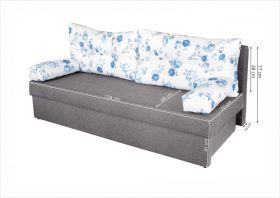 Canapea extensibila Alfi Grey 192x80x77 cm cu lada de depozitare, Blue Anemone