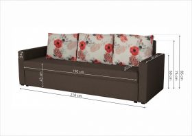 Canapea extensibila Firenze Dark Chocolate Roses Flower 218x85x85 cm, cu lada de depozitare