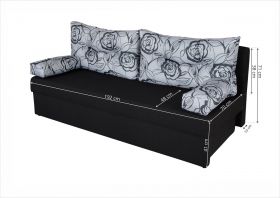 Canapea extensibila Alfi Anthracite 192x80x77 cm cu lada de depozitare, Grey Flower