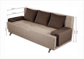 Canapea Extensibila Roma Beige Dark Chocolate 205x90x86 cm + lada de depozitare