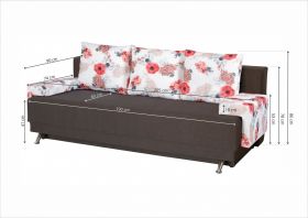 Canapea Extensibila Roma Dark Chocolate Roses Flower 205x90x86 cm + lada de depozitare, maro/rosu