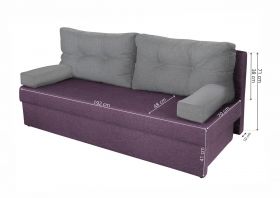 Canapea extensibila Alfi 192x80x77 cm cu lada de depozitare, Purple/Light Grey