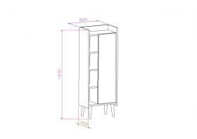 Bufet Ruby, Lagomood, 50x30x140 cm, natural/alb