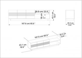 Comoda TV, Decorotika, Viano, 167.6x43.1x35.3 cm, Maro