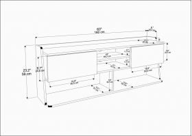 Comoda TV, Retricy, Picas, 160x35x59 cm, PAL, Alb/Negru