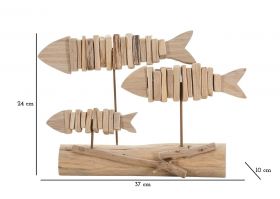 Decoratiune Fish Nature, Mauro Ferretti, 37x10x24 cm, lemn de tanoak, natural