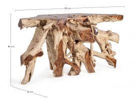 Consola Lisandra, Bizzotto, 150 x 45 x 80 cm, radacina din lemn de tec