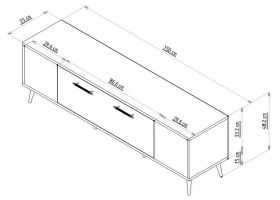 Comoda TV, Olivia, Detas, 150 x 48.2 x 35 cm, pal melaminat, nuc/auriu