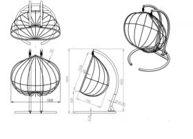 Leagan de gradina/terasa Hanedan, Kalune Design, 150x124x189 cm, antracit/negru