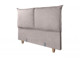 Pat matrimonial, Stockholm, Pillows E, 140x200 cm, saltea tip Pocket, topper memory, Taupe