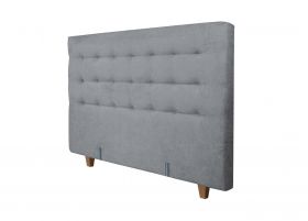 Pat matrimonial, Stockholm, Buttons E, 180x200 cm, saltea tip Pocket, topper memory, Gri