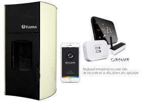 Pachet control de la distanta Termosemineu centrala peleti Fiama Avorio 25 kw, pompa, vas expansiune, automatizare , telecomanda, buncar peleti 30 kg, tiraj fortat, automata, pana la 160 mp si termostat Wi-Fi Salus IT 500