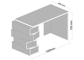 Birou Jenga, Woody Fashion, 130x60x75 cm, alb