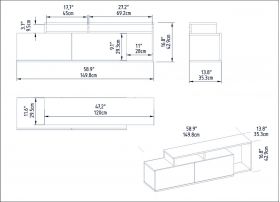 Comoda TV, Decorotika, Nexera, 149.8x42.9x35.3 cm, Nuc negru