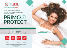 Saltea cu arcuri HypoallergenicMed Primo Protect 180x200, înălțime 23 cm, ortopedică, husă tratament antialergic, fermitate mediu-tare, sistem aerisire 3D