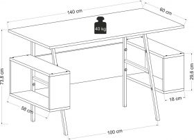 Birou, Lagomood, Irony Maxi, 140x73.8x60 cm, Antracit / Stejar