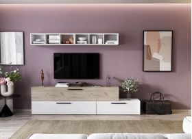 Living Pati 056 - Mobila Sufragerie Stejar + Alb