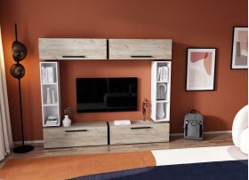 Living Pati 067 - Mobila Sufragerie Stejar + Alb