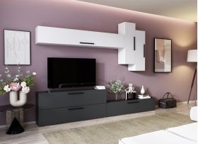 Living Pati 118 - Mobila Sufragerie Gri Antracit + Alb