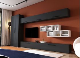 Living Pati 124 - Mobila Sufragerie Gri Antracit + Alb